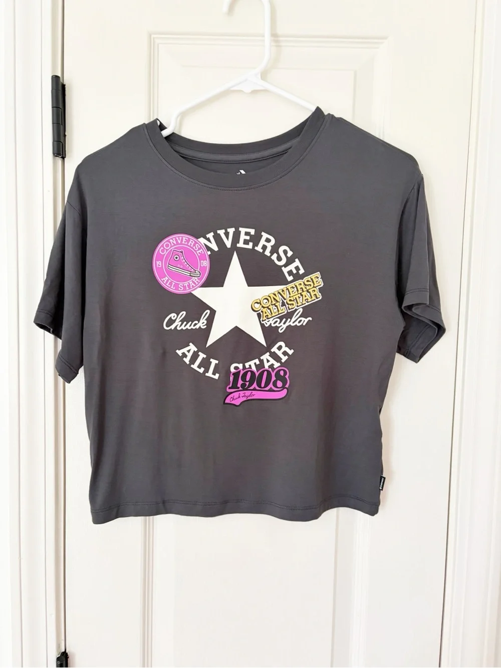 Girls Large 10/12 Converse Graphic Tee in Charcoal